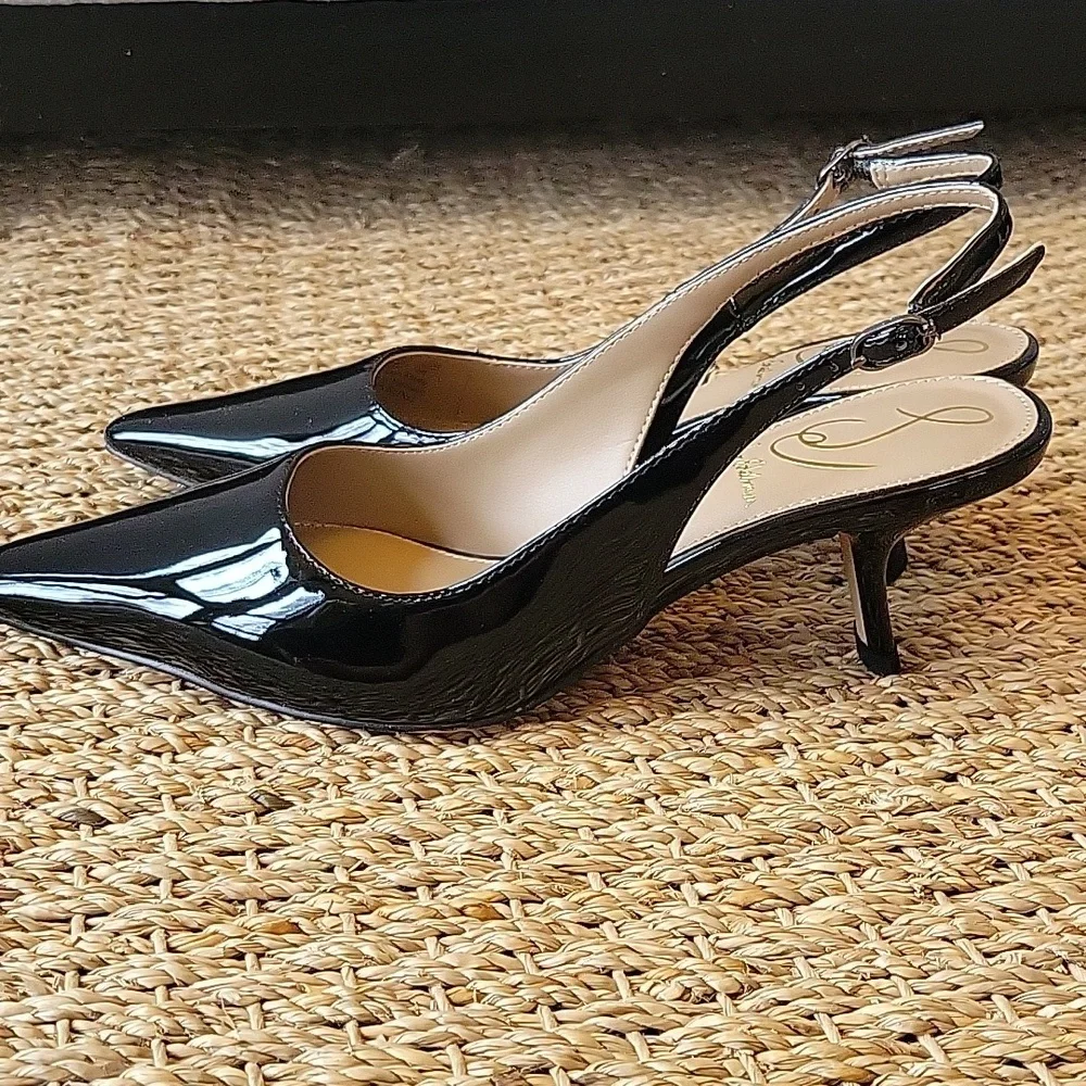 Sam Edelman Black Patent Leather Bianca Slingback Heels Size 6 - Picture 9 of 9